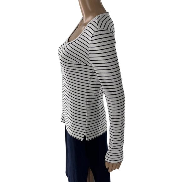 Pact Striped Favorite Rib Henley Long Sleeve Top - Picture 7 of 11